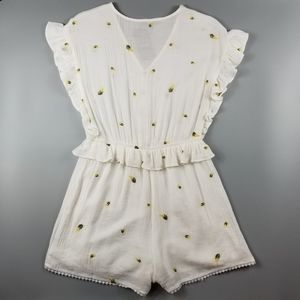 White Off the Shoulder Ruffle Sleeve Romper | ACHEÉ